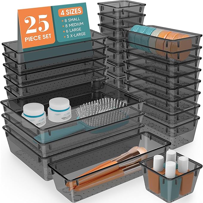 Transparent Plastic Desktop Storage Box Set