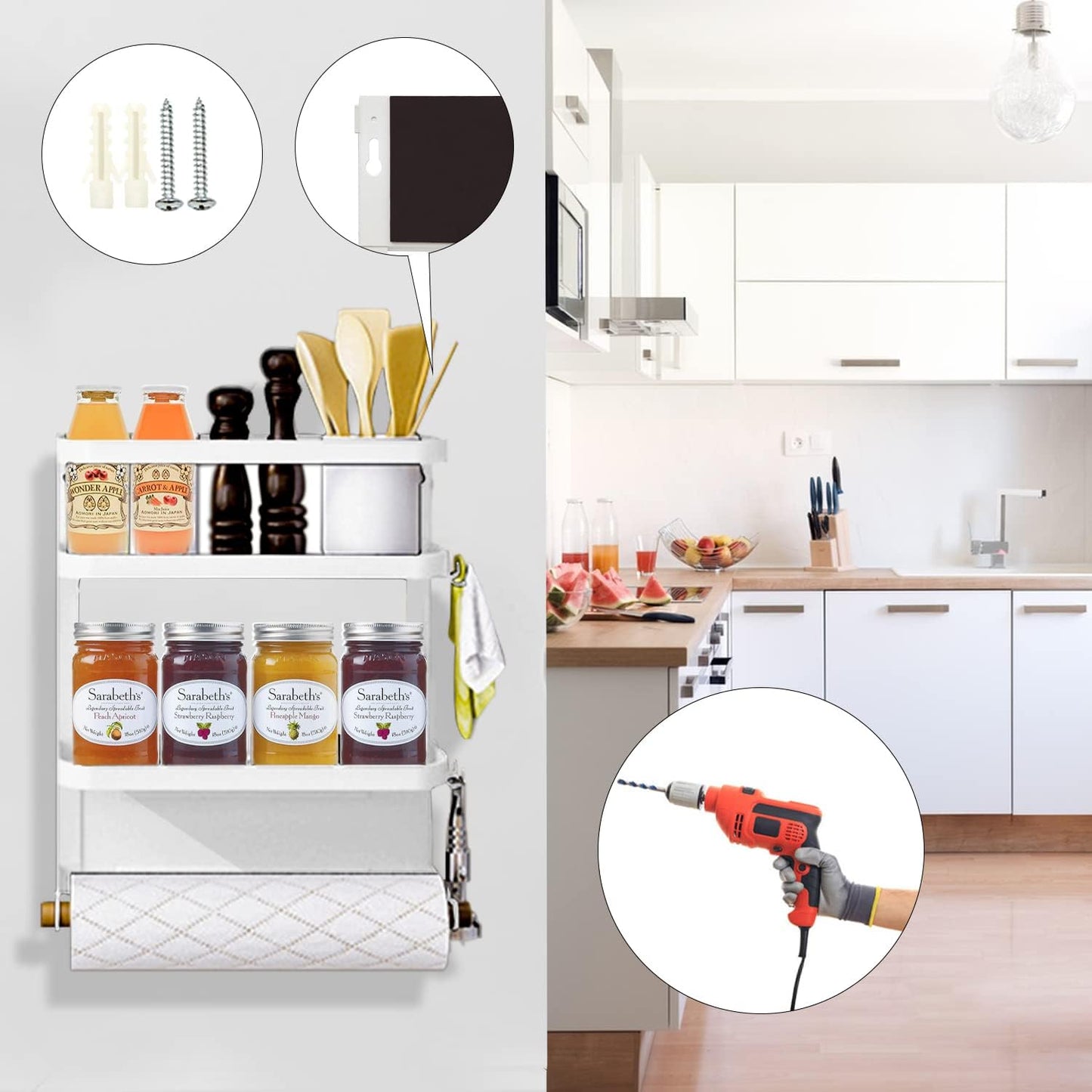 Magnetic Spice Rack For Refrigerator