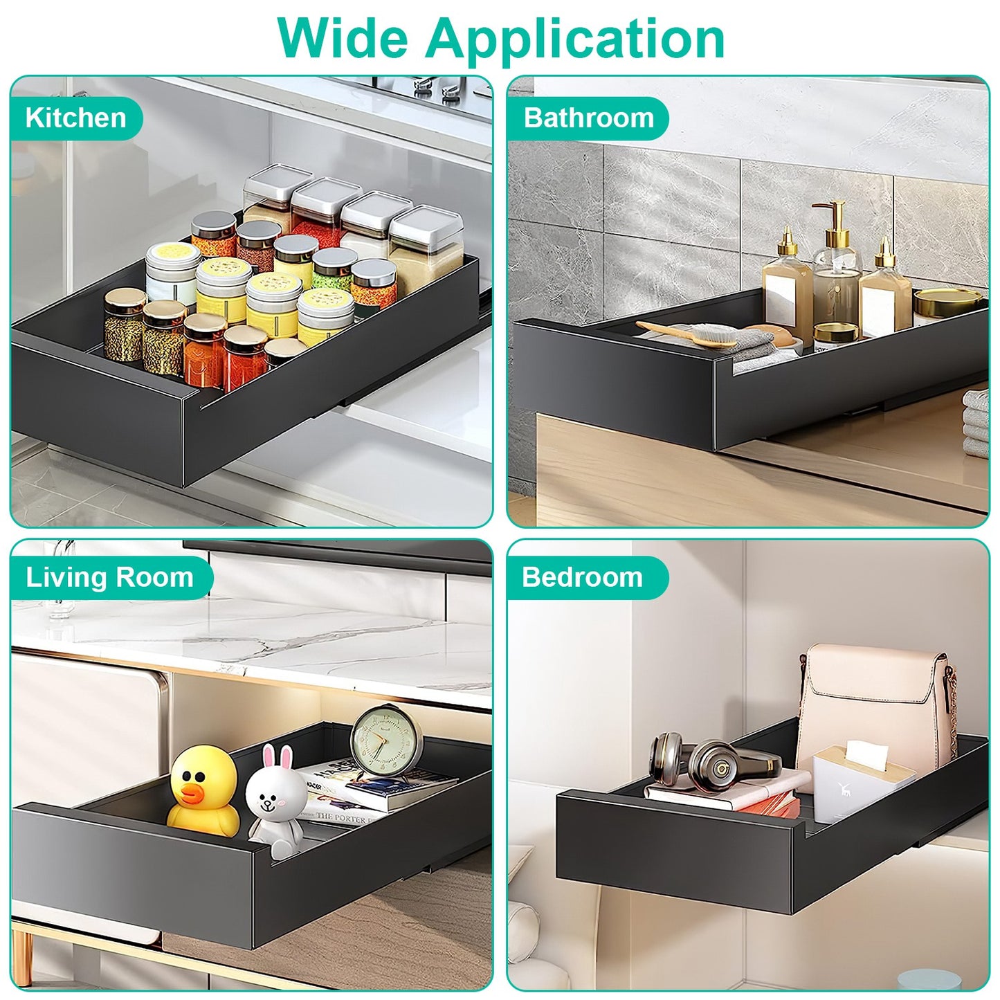 1Pc Pull Out Cabinet Organizer Carbon Steel Slide