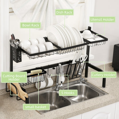 Space Saving 2 Tier Adjustable Dish Drainer