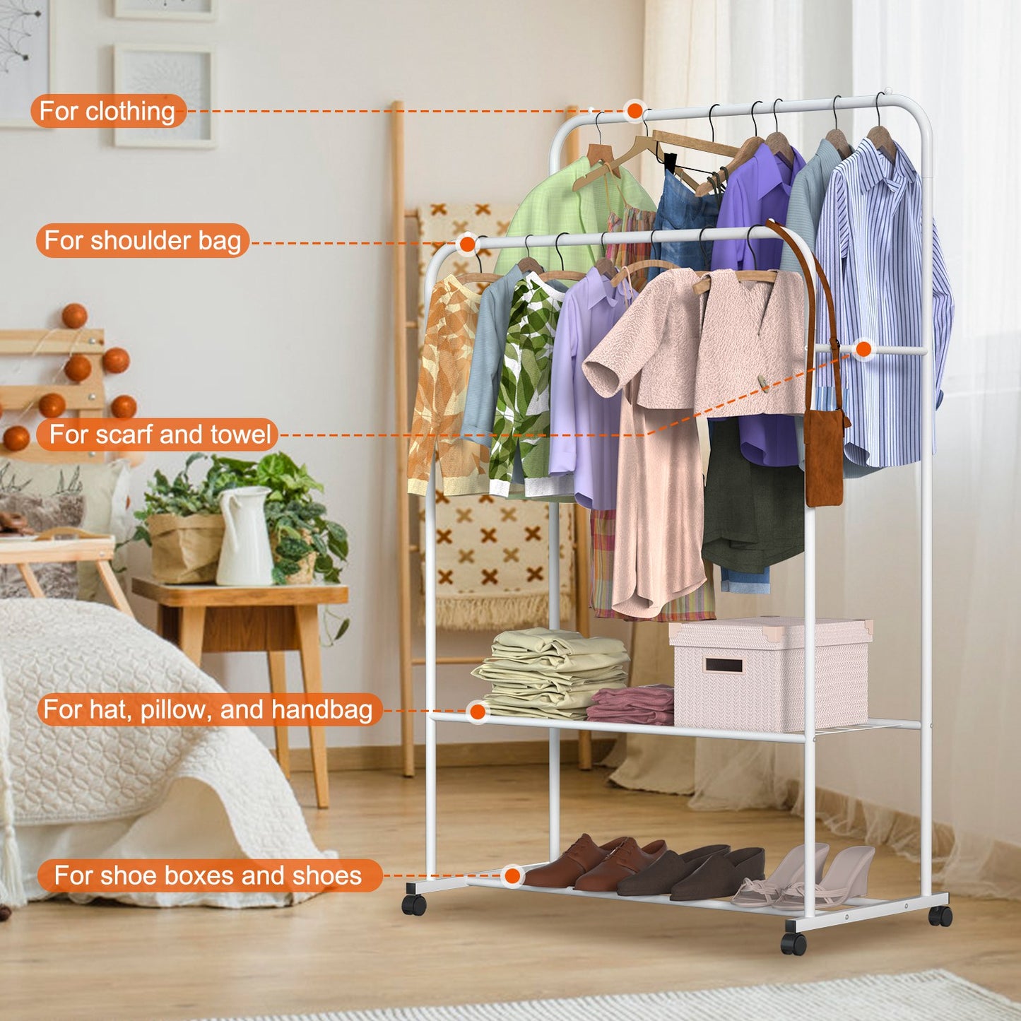 1Pc Garment Hanging Rack Clothing Hanging Rail Pillow