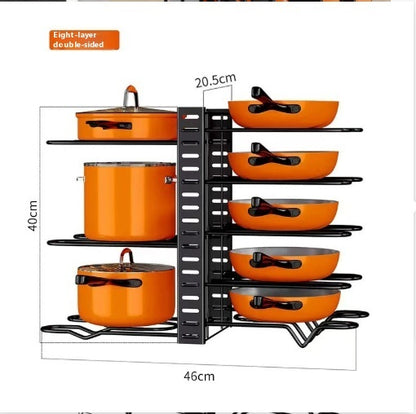 Multi-Layer Extendable Metal Pot Shelf Rack Pan