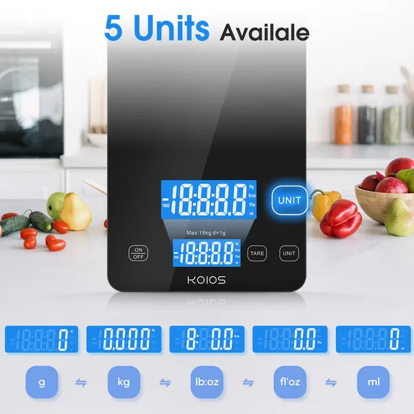 KOIOS Food Scale, 33lb/15kg Digital Kitchen Scale Grams
