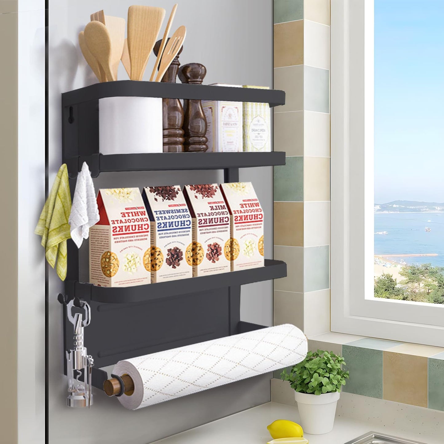 Magnetic Fridge Side Organizer – Kitchen Storage Rack