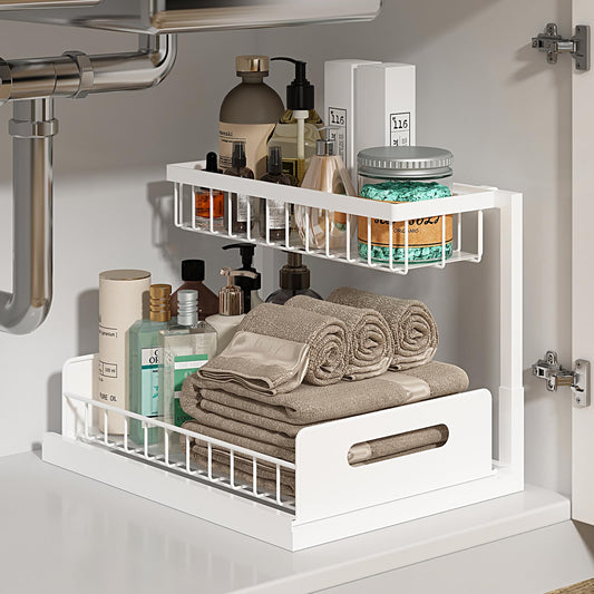 Adjustable Under Sink Organizer – Space Saving Storage Rack