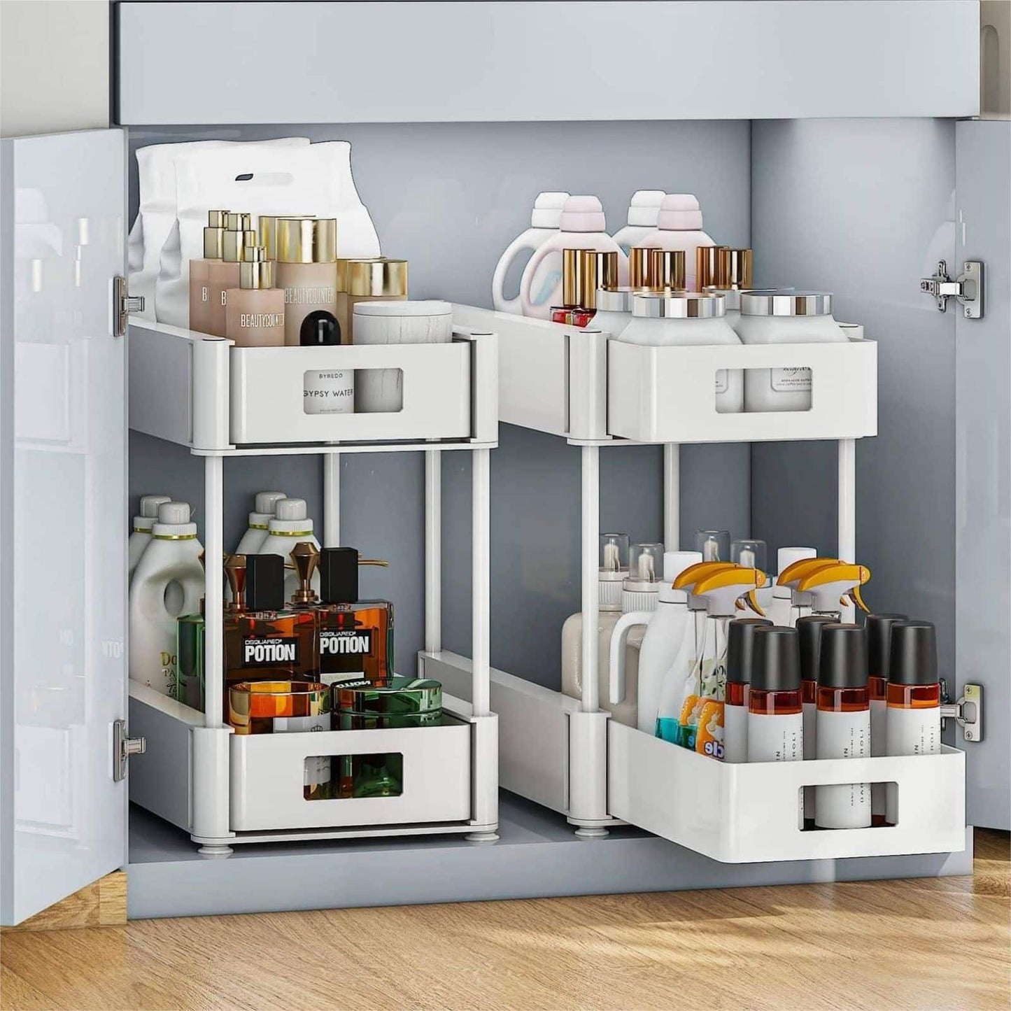Adjustable Under Sink Organizer – Space Saving Storage Rack