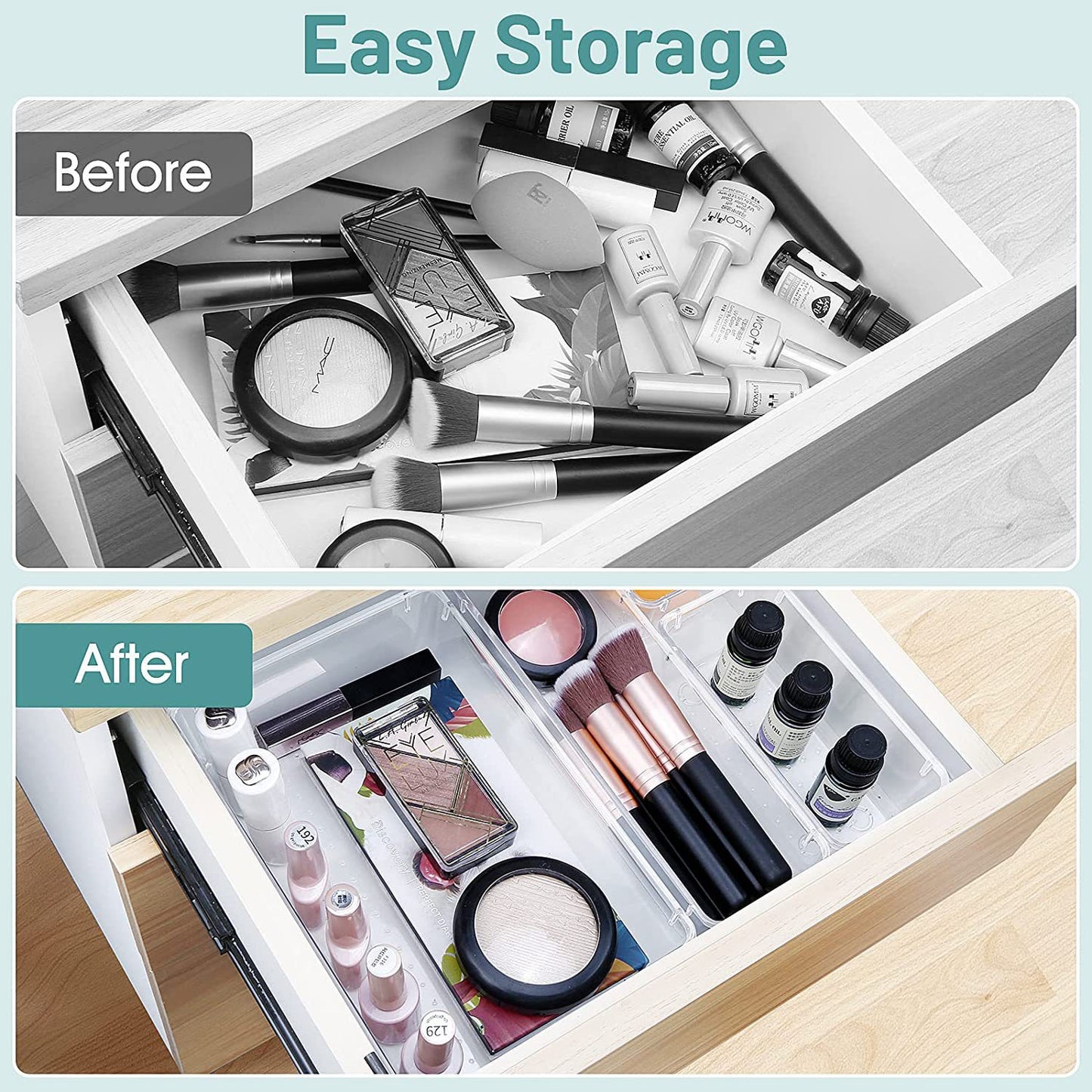 Transparent Plastic Desktop Storage Box Set