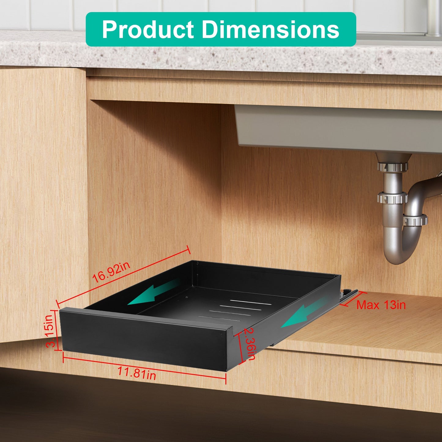 1Pc Pull Out Cabinet Organizer Carbon Steel Slide